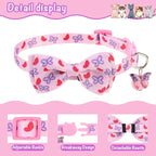 Breakaway Cat Collar with Removable Bow Tie and Bell, Cute Multi-Style Patterns, 3 Pack Safety Buckle Kitten Collars, Adjustable Pet Collar for Cats Puppy (Style B - Nature)