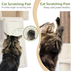 Globlazer Heavy Duty Cat Tree Tower, 70inch Sturdy Cat Tree for Indoor Cats Sturdy Large Cat Tower with Scratching Post and Scratching Board, Hammock, Cat Condo for Adult Cats Kittens, F70 Pro, Beige