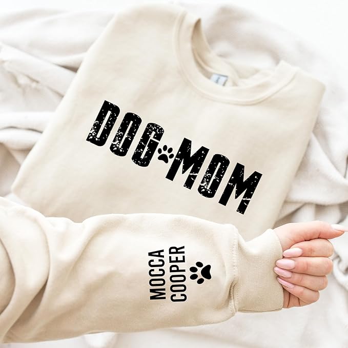Personalized Dog Mom Sweatshirt, Custom Pet Name Sweater for Women, Dog Lover Gift, Cute Pet Apparel