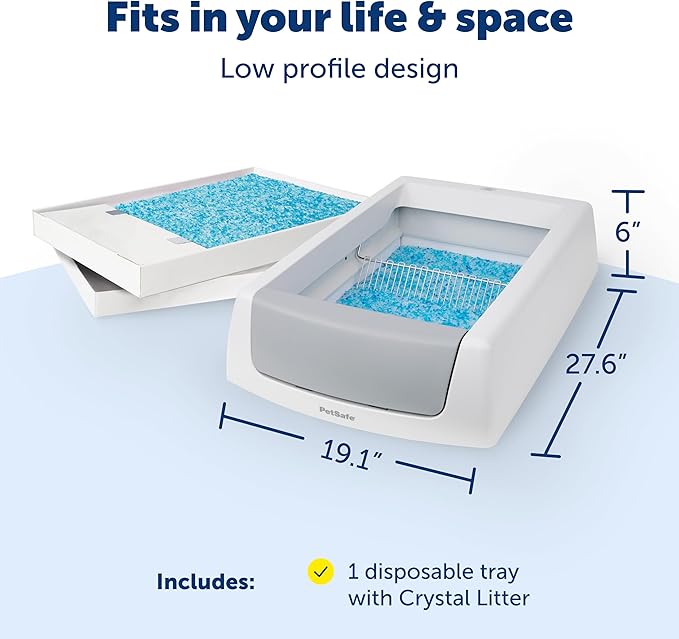 PetSafe ScoopFree Crystal Classic Self-Cleaning Litter Box System Automatic Cat Litter Box - Advanced Odor Control Includes Disposable Crystal Litter Tray Up to 30 Days of Hands-Free Cleaning