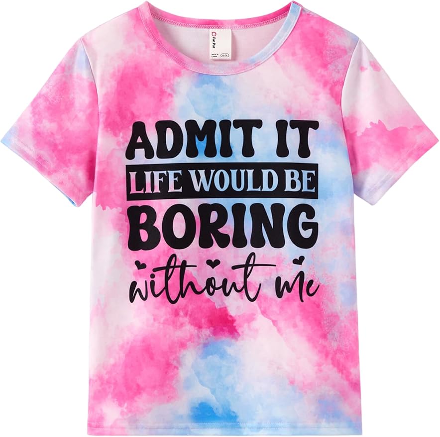 PATPAT Girls Crewneck Short Sleeve Graphic Tees Animal Print Shirts Cute Summer Outfits 5-12 Years