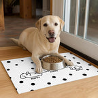 Puppy Pattern Pet Feeding Mat 24x16 Inch Polka Dot Pet Feeding Area Mat Pet Food Mat Pet Mats for Food and Water Dog Mat for Food and Water Indoor Feeding Corner Kitchen Floor Decor