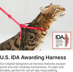 Cat Harness and Leash 2-in-1, Escape Proof Anti-Chocking Harness Adjustable Lighweight Leash for Walking Outoor Training for Kitten Small Large Cats Puppy, US IDA Bronze Award (Blush Pink)