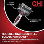 CHI for Dogs 2 in 1 Dematting and Deshedding Rake, Dual Head Dog Grooming Tool with Wide Tooth Dematting Rake and Fine Deshedding Rake, Detangler Comb for Thick Double and Long Dog Coat