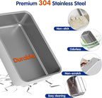 Stainless Steel Litter Box with Lid, XL Extra Large Cat Litter Box Enclosure, Front & Top Entry Covered Metal Cat Box with Steps & Scoop, Easy Cleaning