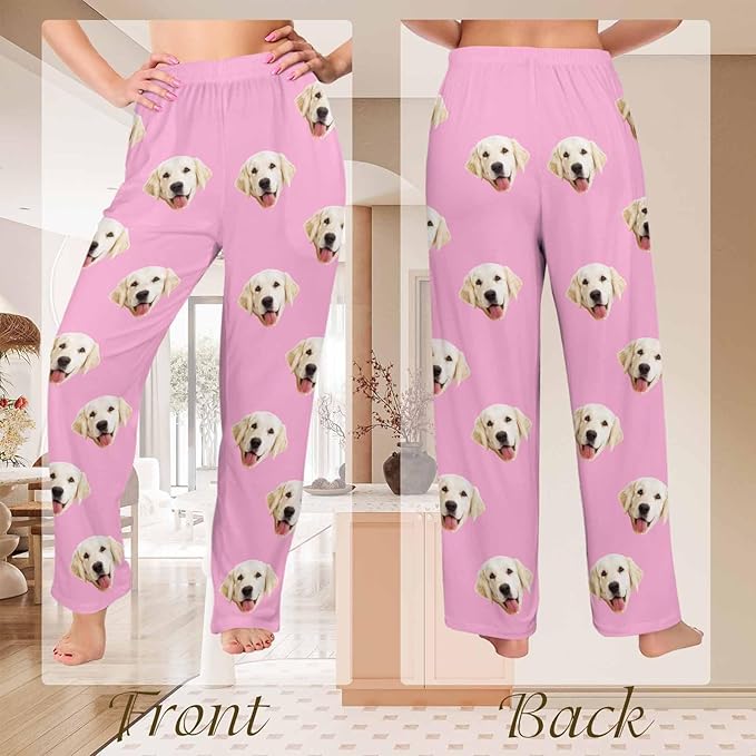 Custom Couple Pajama Pants Sock with Funny Face, Personalized PJ Anniversary Birthday Women Men Pants