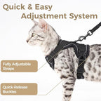 Cat Harness and Leash Set Escape Proof Tactical Medium Kitten Harness Emotional Support Cat Vest, Black, M