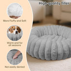 Donut Dog and Cat Bed, Luxurious Comfortable Faux Rabbit Fur Pet Beds, Soft Anti-Anxiety Calming Puppy Kitten Bed with Anti-Slip Bottom for Small Medium Dogs & Cats(20", Grey)