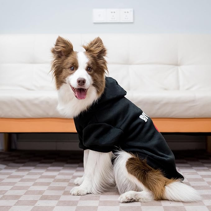 EXPAWLORER Dog Hoodies- Fall Soft and Warm Dog Sweatshirt with Leash Hole, Winter Autumn Fleece Pet Clothes with Love ME Print for Puppy,Cat, Small Medium Large Dogs