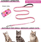 Hikiko Cat Harness and Leash Set Escape Proof Adjustable Walking Travel Cute Girl Kitten Harness for Small Medium Large Cats (Pink Polka Dots, M)