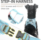 PUPTECK Dog Harness and Leash Set for Small Medium Dogs No Pull Step-in Soft Mesh Puppy Cat Vest Harnesses Reflective at Night, Sky Blue, S