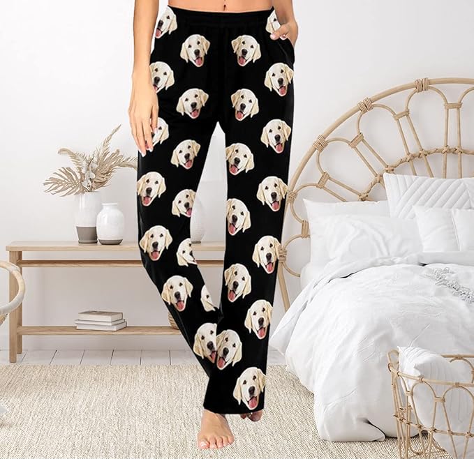 Custom Face Pajamas Pants Personalized Sleepwear Bottoms for Women XS-XXL