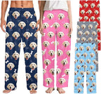 Custom Couple Pajama Pants Sock with Funny Face, Personalized PJ Anniversary Birthday Women Men Pants