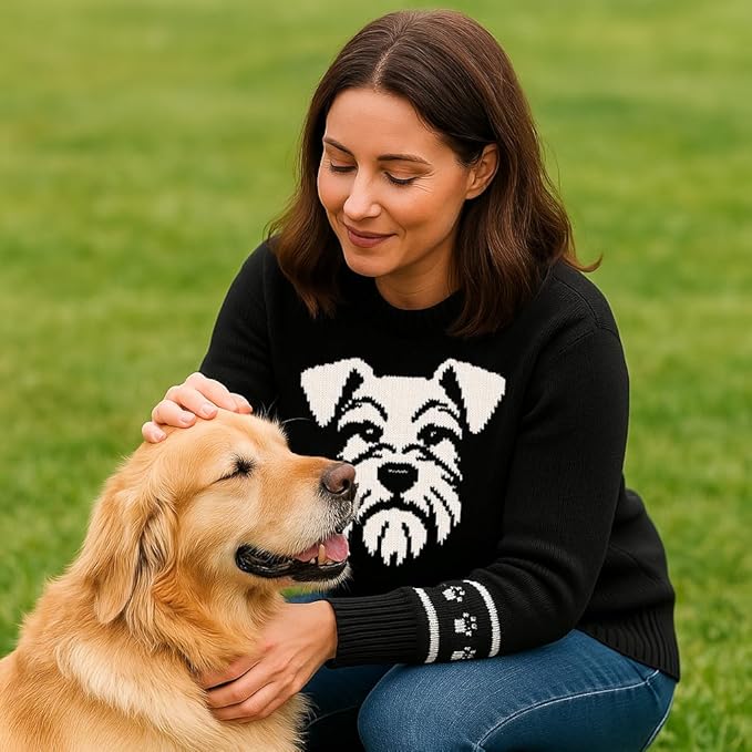 Custom Dog Knit Sweater for Women Personalized Pet Paw Print Pullover Dog Mom Gift Christmas for Pet Lovers
