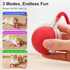 Interactive Electric Automatic Rolling Moving USB Rechargeable Self Activated Play Stimulation Toy Smart Chase Teaser Ball with Speedy Tail Rope for Bored Adult Indoor Cats and Dogs, Blue