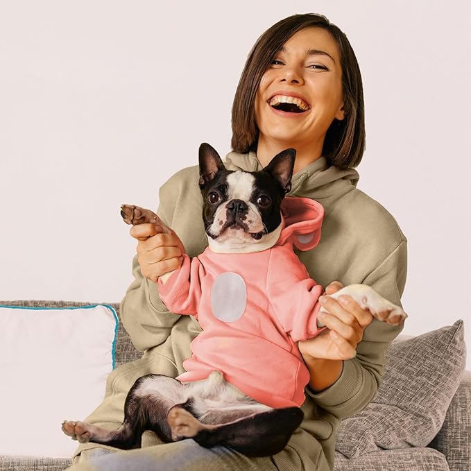 Small Dog Hoodie Soft Warm Fleece Fall Winter Dog Clothes Cute Puppy Sweaters Cat Coat Funny Blank Pullover Doggy Hooded Sweatshirts for Small Dogs Chihuahua Costumes Kitten Outfits(Pink,M)