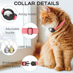 AirTag Cat Collars, Stretchy Collar with Apple AirTag Holder and Bell, Breakaway Ultra Design Elastic GPS Tracking Collars for Cats and Puppies, (7.5-12.5 Inch), Hot Pink