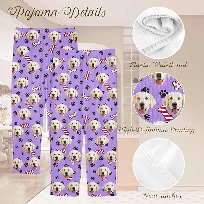 Custom Couple Pajama Pants Sock with Funny Face, Personalized PJ Anniversary Birthday Women Men Pants