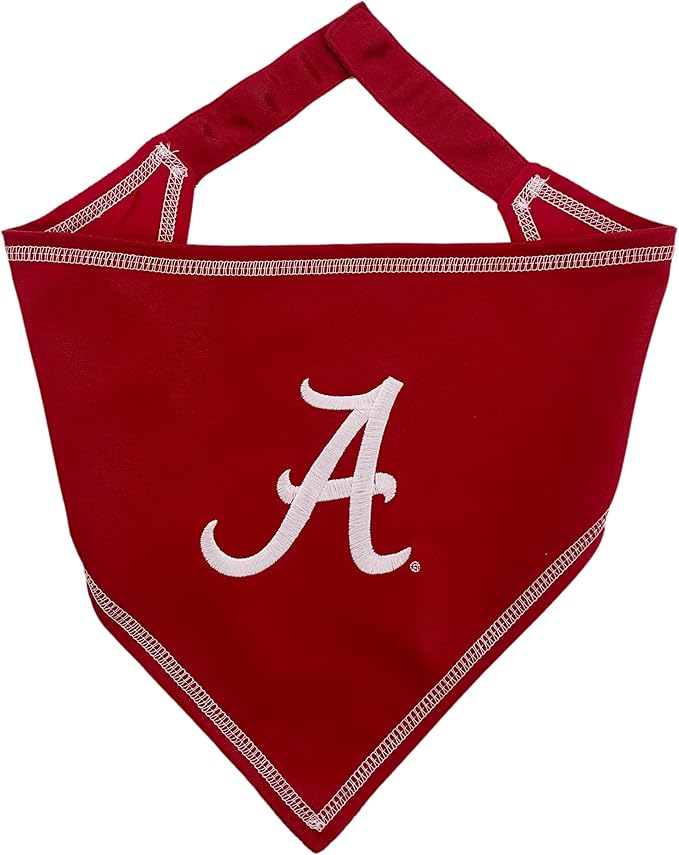 NCAA Alabama Crimson Tide Personalized Tie Bandana for Dogs & Cats, Size Small/Medium. Custom Dog Bandana Scarf Bib for Pet Cat Dog. The Ultimate Game-Day & Party Customizable Bandana