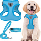 PUPTECK Adjustable Dog Harness Collar and Leash Set Step in No Pull Pet Harness for Small Medium Dogs Puppy and Cats Outdoor Walking Running, Soft Mesh Padded Reflective Vest Harnesses