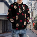 Artsadd Custom Face Unisex athletic Pockets Sweatshirt Loose Hoodie Custom Christmas Long Sleeve Sweatshirt Hooded Pullover