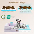 EHEYCIGA Orthopedic Dog Bed for Medium Dogs, Waterproof Memory Foam Medium Pet Beds with Sides, Non-Slip Bottom and Egg-Crate Foam Dog Couch Bed with Washable Removable Cover, Lilac