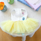 Dog Easter Outfit with Embroidered Bunny Patterns and Cute Pompom Holiday Puppy Dress Bow Small Dog Tutu Cat Apparel Fancy Pet Clothes,Yellow,Blue,White (Yellow, X-Large)
