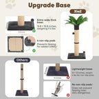 XiaZ Cat Scratching Post 34 Inches Tall, Cat Tower Scratcher Extra Wide 15.8" Stable Base with 2 Interactive Toy Balls, Premium Natural Sisal & Plush Fabric for Any Size Cats (Dark Gray, 4.5in)
