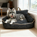 Orthopedic Dog Bed with Memory Foam, Washable Plush Pet Bed for Small, Medium & Large Dogs, Cozy Bolster Crate Dog Bed for Joint Support & Comfort.(Black)