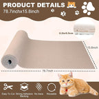 Cat Scratch Furniture Protector, 78.7"x15.8" Cat Scratching Mat, Trimmable Self-Adhesive Cats Claws Scratch Pads, DIY Carpet Mat Replacement for Cats Tree, Cats Wall Shelves, Khaki