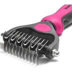 Maxpower Planet Pet Grooming Brush - Double Sided Undercoat Rake for Dogs & Cats, Extra Wide Brush to Reduce Shedding by 95% (Pink, S)