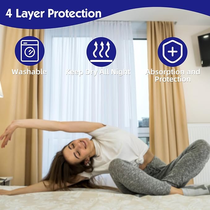 OUTCREATOR® Washable Bed Pads 18" x 24" (Pack of 3) for Incontinence Mattress Protector, Reusable Underpads for Elderly, Adults, Kids, Pets with Anti-Slip Bottom (Light Blue Plaid)