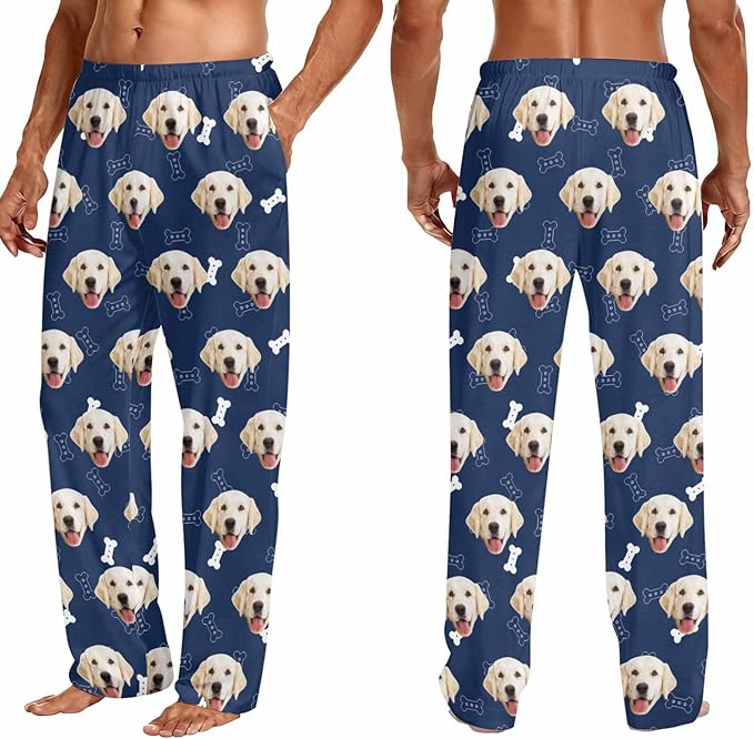 Custom Couple Pajama Pants Sock with Funny Face, Personalized PJ Anniversary Birthday Women Men Pants