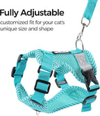 Cat Harness and Leash Escape Proof Large Kitten Harness Ragdoll Cat Vest for Walking Travel, Turquoise, L