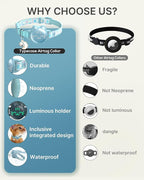 Waterproof Airtag Cat Collar, Breakaway Cat Airtag Collar with Luminous & Reflective Fish Pattern, Lightweight Kitten Collars for Apple Air tag, Hidden GPS Tracker Holder for Cats, Kittens(9-13")
