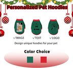 Custom Dog Hoodie, Personalized Sweatshirt with Photo Text Name Logo, Customized Hooded Sweater for Small Medium Large Dogs & Cats (Green + Red Sleeves, XXX-Large)