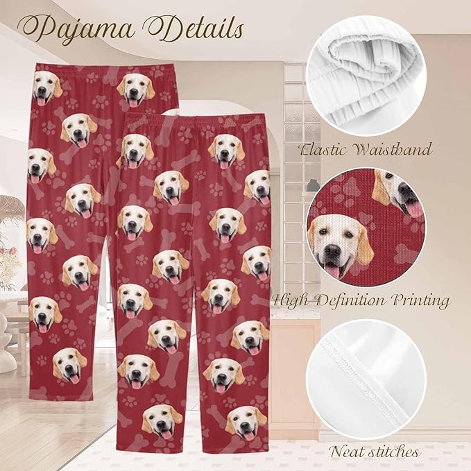 Custom Couple Pajama Pants Sock with Funny Face, Personalized PJ Anniversary Birthday Women Men Pants