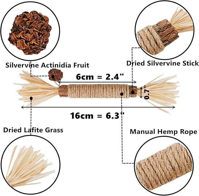 Cat Toys 10Pack Silvervine Chew Stick Kitten Treat Catnip Matatabi Toy Kitty Natural Stuff Catnip for Cleaning Teeth Indoor Dental Snack Interactive