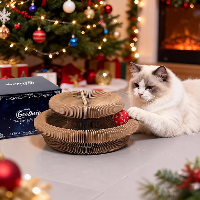 2Pack Magic Organ Cat Scratching Board Cat Accordion Toy Cats Scratching Post Ball Track, Kitten Fun Intelligence Physical Exercise Educational Toy