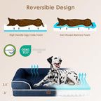 EHEYCIGA Orthopedic Dog Beds for Large Dogs, Waterproof Memory Foam Large Dog Bed with Sides, Non-Slip Bottom and Egg-Crate Foam Pet Couch Bed with Washable Removable Cover, Navy