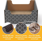 Hide & Scratch Cardboard Cat Scratcher Box & Bed - Dark Grey Diamond (2 Pack) | Double-Sided Corrugated Pad for Indoor Cats | Refillable Scratching Board Toy for Play & Furniture Protection