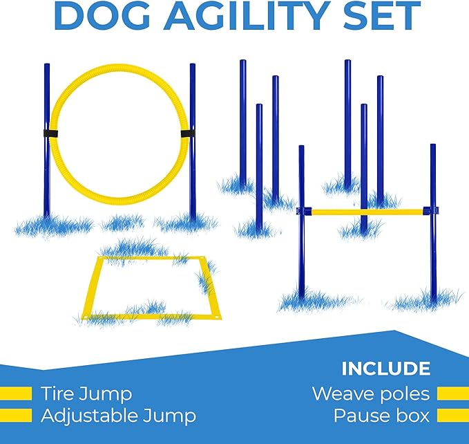 Dog Agility Training Equipment, Dog Obstacle Course, Exercise Fun for Pets (Yellow)