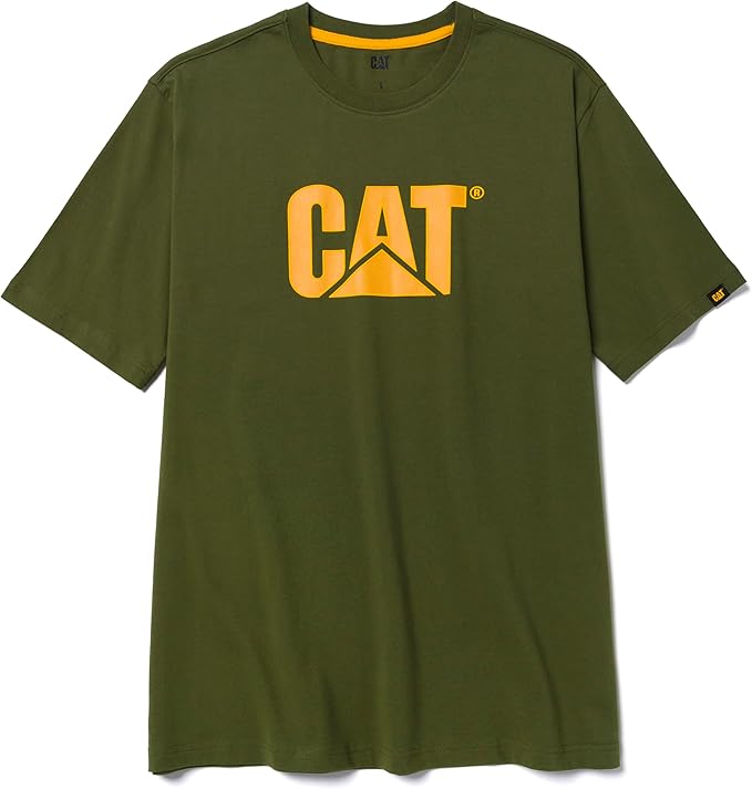 CAT Men's Trademark T-Shirts with Shape-Retention Rib Trim Spandex, Tagless Neck, and Cat Logo on Left Chest