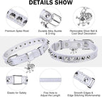 Leather Cat Collars for Boy Girl Cats with Bell and Safety Elastic Belt, Personalized Rivets Stud Adjustable Safe Buckle Collar with Skull Charm for Kitty Small Pets, Halloween Cat Collar