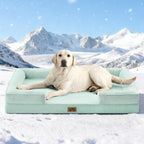 Cooling Dog Bed for Extra Large Dogs, Q-Max >0.4 Summer Cool Orthopedic Foam Pet Sofa Bed with Sides, Bolster Anti-Slip Couch with Washable Removable Cover, XXL 48x35x7.5 inch, Green