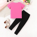4-8T Toddler Girl Clothes Cat face print Short Sleeve Top+Pants Outfits Girl Spring and summer 2-Piece Set