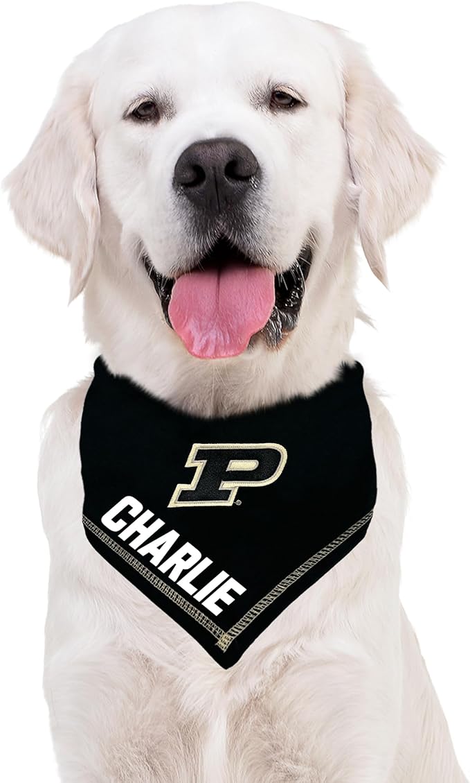 Pets First NCAA Purdue Boilermakers Personalized Tie Around Bandana for Dogs & Cats, Size Large/X-Large. Custom Dog Bandana Scarf Bib for Cat Dog. The Ultimate Game-Day & Party Customizable Bandana