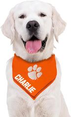 NCAA Clemson Tigers Personalized Tie Bandana for Dogs & Cats, Size Large/X-Large. Custom Dog Bandana Scarf Bib for Pet Cat Dog. The Ultimate Game-Day & Party Customizable Bandana