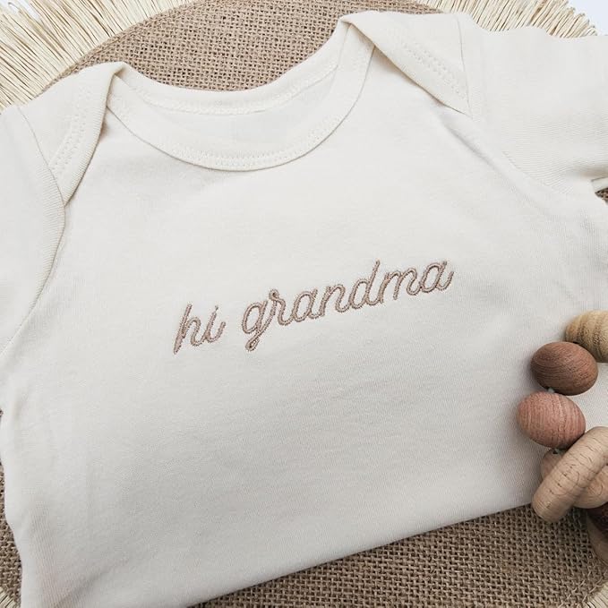 COUPLEHOODIES Personalized Baby Onesie Bodysuit – Custom Embroidery Gift for Pregnancy Reveal Baby Shower or First Grandchild
