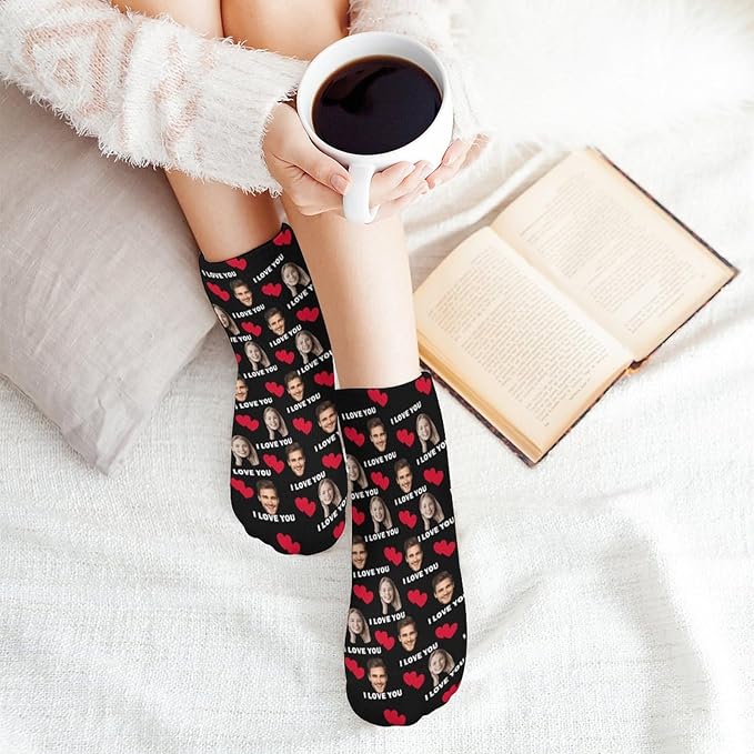 Personalized Ankle Socks with Face Custom Photo Socks Low Cut Ankle Socks Athletic Socks Valentine's Day Gifts for Women Men